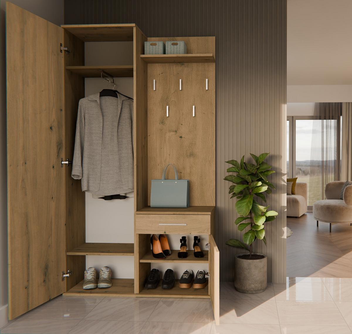 GARDEROBE modern mit Spiegel Schrank Duo Artisan 100/180/35 - Eiche Artisan, Holzwerkstoff (100/180/35cm) - RAUMHIRSCH FURNITURE