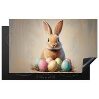 HERDABDECKPLATTE Osterhase - Pastell - Eier Ceranfeldabdeckung 85x52 cm - Beige, Kunststoff (85/52/0.2cm) - MuchoWow