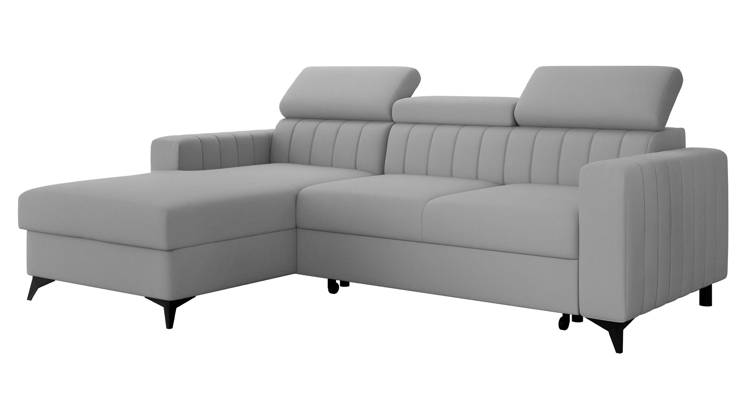 ECKSOFA Milano, Seite: Links LC+2R - Hellgrau/Schwarz, Holz/Textil (236/172cm) - MIRJAN24