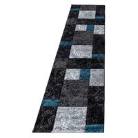 KURZFLORTEPPICH LATEMAR, kariert, Türkis, 80 x 300 cm - Blau, Textil (80/300cm) - KADIMA DESIGN