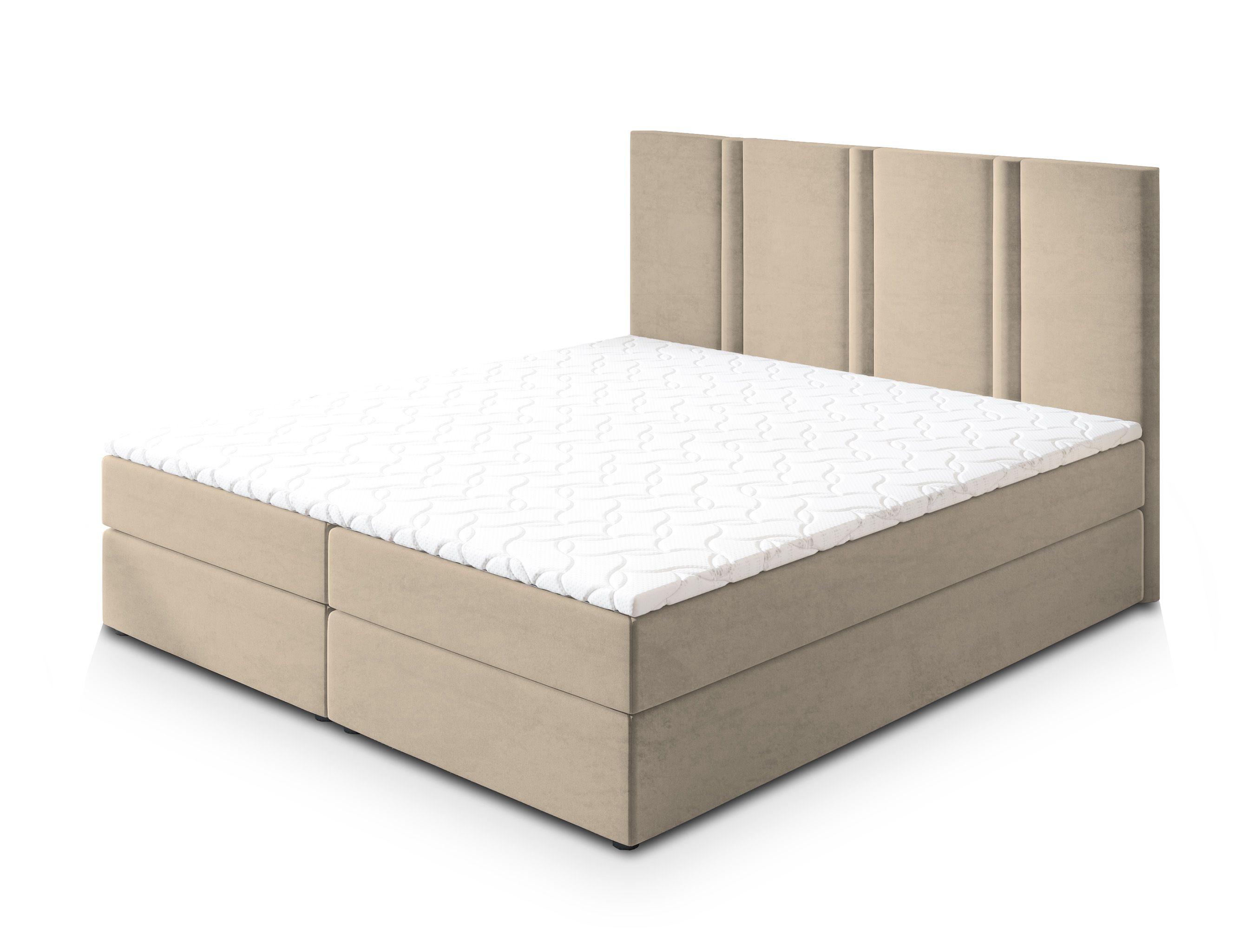 BOXBETT LARIO 160x200 cm mit Matratze und Topper - Beige - Beige, Holz (160/200cm) - MASSENO