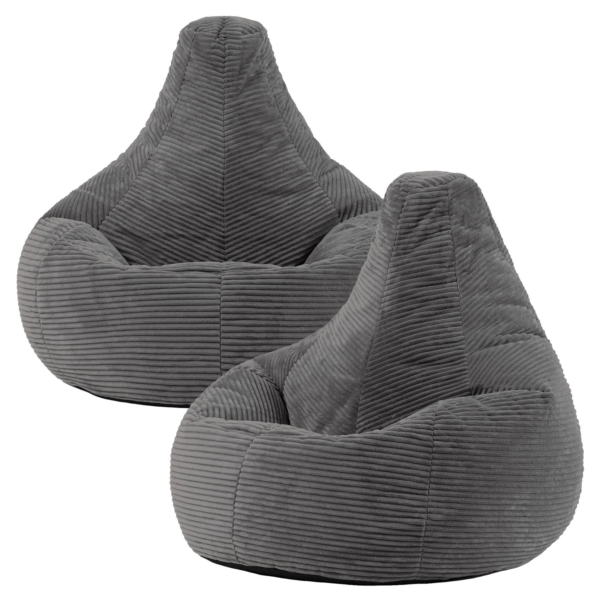 SITZSACK Sessel aus Cord 2-tlg. - Dunkelgrau, Textil (82/76/82cm) - icon