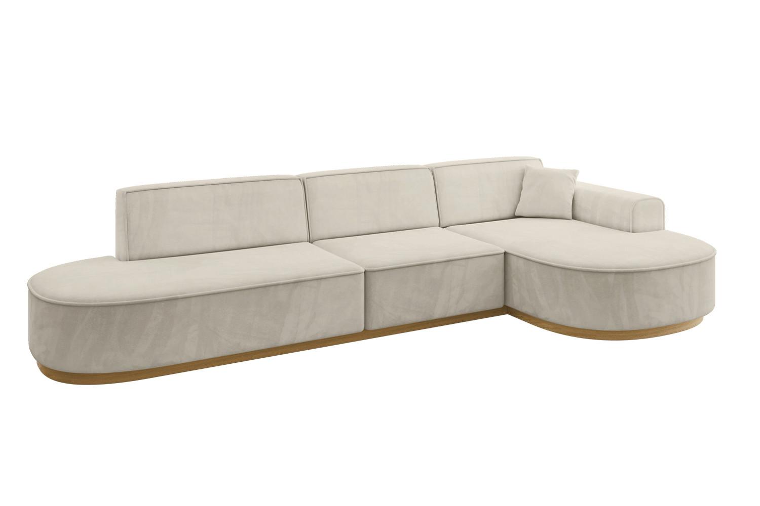 ECKSOFA Ottomane Rechts MARI-L2-v2 - 328x171x83 cm Ecru Velours - Ecru, Holzwerkstoff/Textil (171/328cm) - ALTDECOR