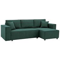 ECKSCHLAFSOFA Neapol mit Bettkasten, 255 cm, Cord-Stoff, Grün - Schwarz/Grün, Textil (256/148cm) - Beautysofa