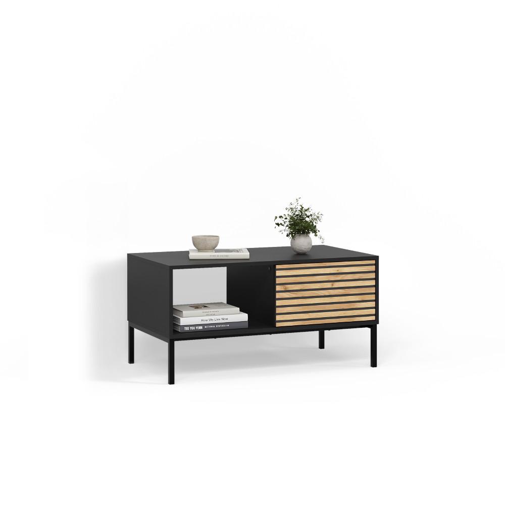 COUCHTISCH Aterno Goldkraft Eiche/Anthrazit mit einer Schublade - Honigeiche/Anthrazit, Holzwerkstoff (50/90/45cm) - Livinity®
