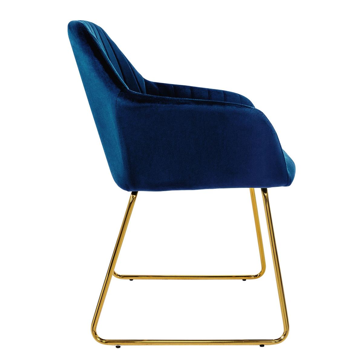 ESSZIMMERSTÜHLE 2er Set Blau Samt - Blau/Goldfarben, Textil/Metall (60/82/57cm) - ML-DESIGN