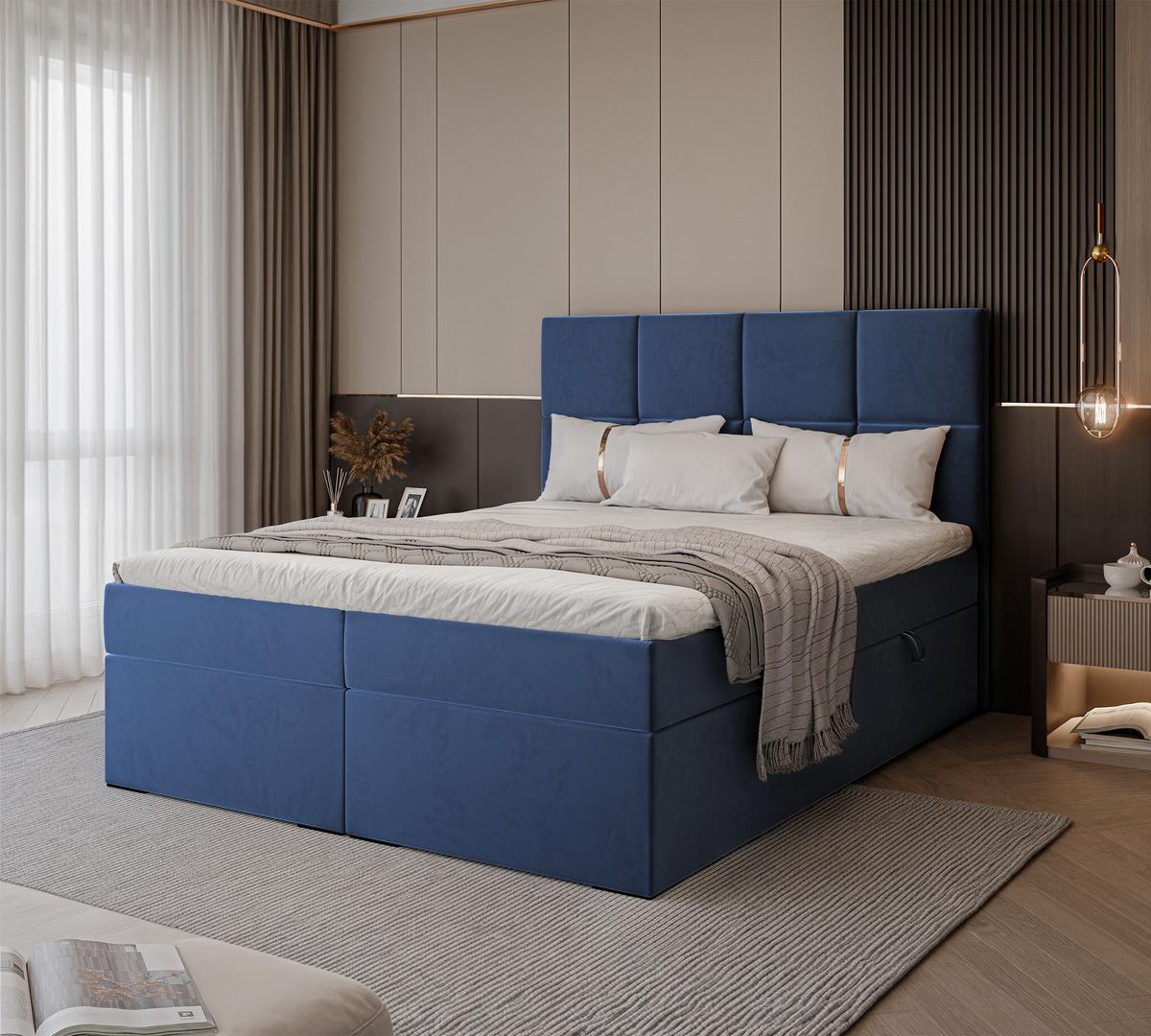 BOXBETT 120x200 cm mit Topper - Blau, Textil (180/200cm) - Idohome