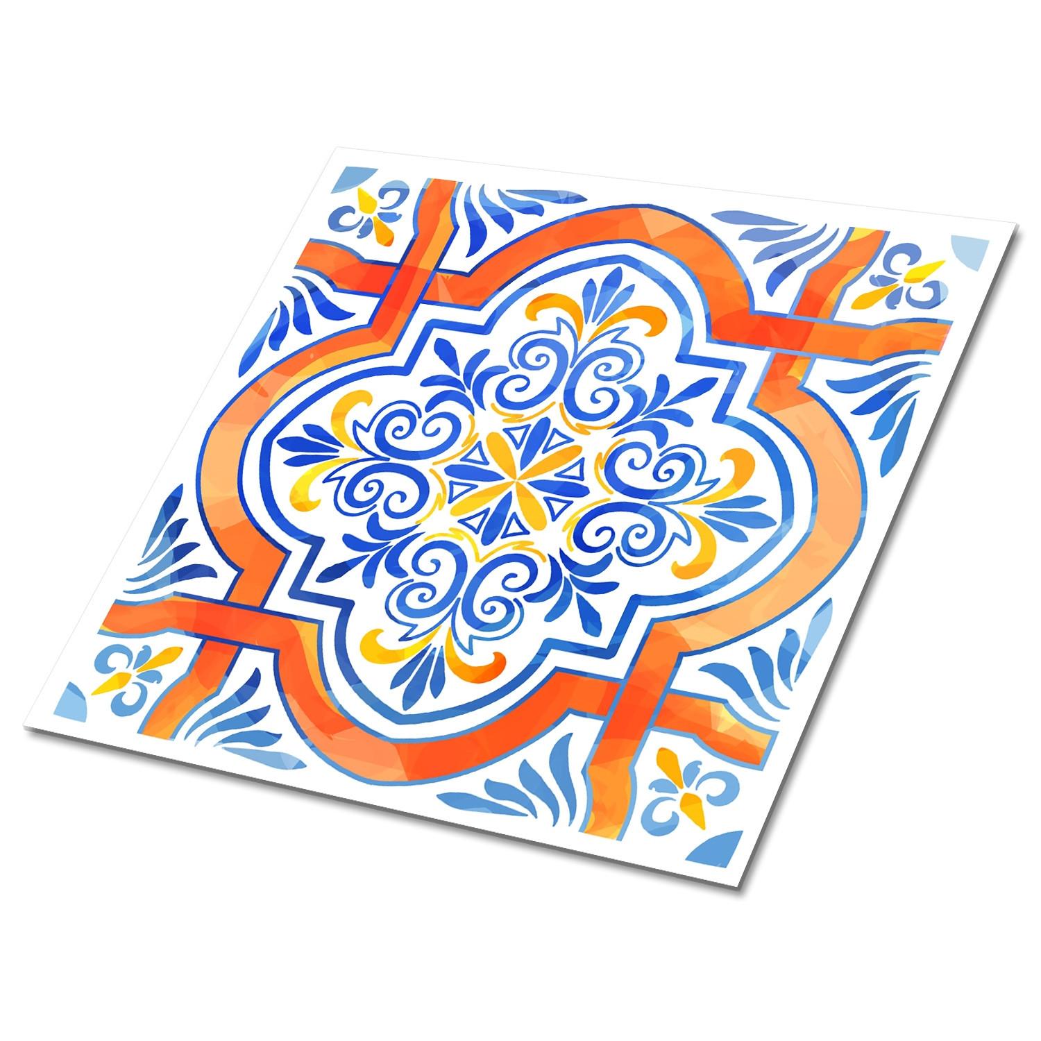 FLIESENAUFKLEBER 9 Stück 30x30 cm selbstklebend Grafiken im Azulejos-Stil - Multicolor, Textil (30/1.6/30cm) - TULUP