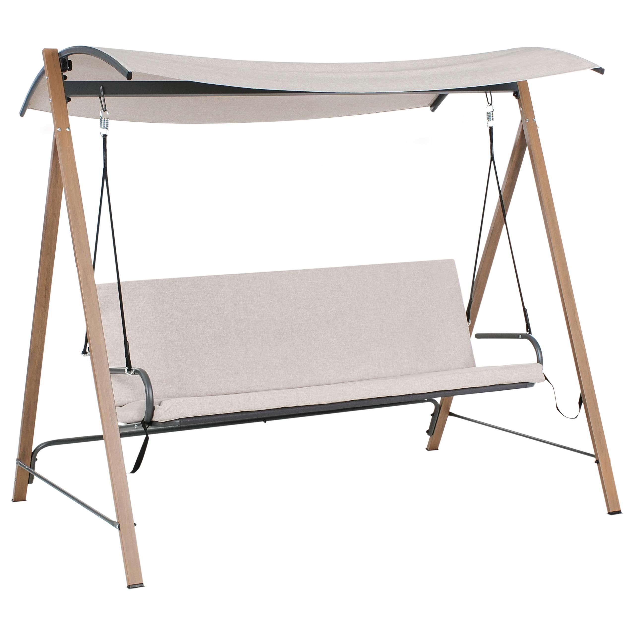 HOLLYWOODSCHAUKEL Metall Beige Bonagia - Dunkelgrau/Beige, Metall (194/172/136cm) - Beliani