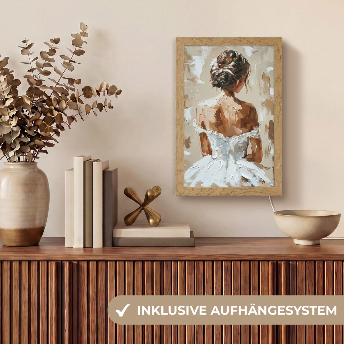 TISCHLEUCHTE Frau - Farbe - Abstrakt - Beige - Modern 20x30 cm - Brombeere, Holzwerkstoff (8/20/30cm) - OnlyWow