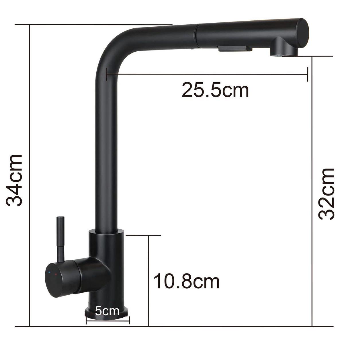 KÜCHENARMATUR MOMENT 32/26/34 cm - Schwarz, Metall (26/34/32cm) - Nettlife
