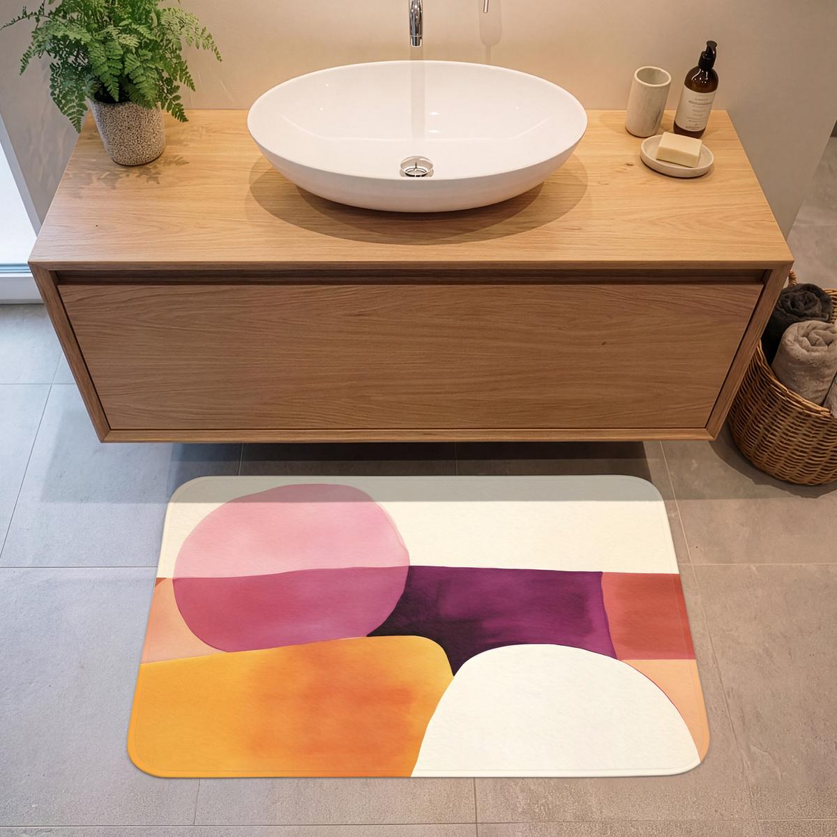 BADEMATTE Formen - Abstrakt - Farbenfroh 90x60 cm - Terracotta, Textil (90/60cm) - OnlyWow