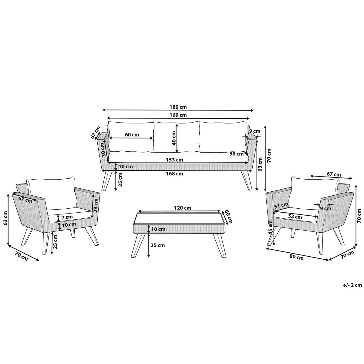 LOUNGE SET-5-Sitzer beige Vittoria - Beige, Kunststoff - Beliani