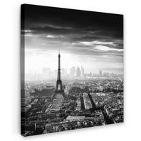 LEINWANDBILD Paris - Skyline - Eiffelturm - Stadt - Wolken Deko Groß 90x90 cm - Dunkelgrau, Textil (90/90cm) - MuchoWow