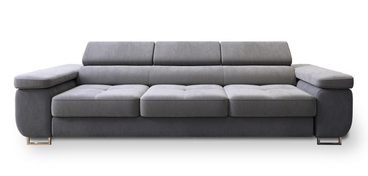 SCHLAFSOFA MOSINE Hellgrau Velours-Stoff mit Schlaffunktion - Hellgrau/Grau, Holz (276/98/87cm) - MASSENO