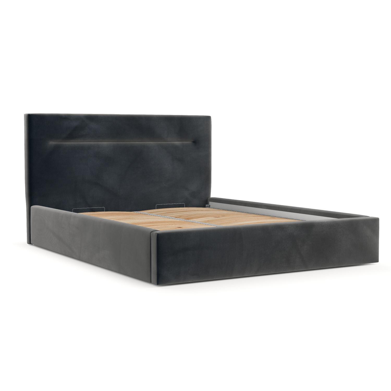 POLSTERBETT Liline 180/200 cm Anthrazit im Paros Stoff - Anthrazit/Schwarz, Holz/Holzwerkstoff (180/200cm) - AltaBeds