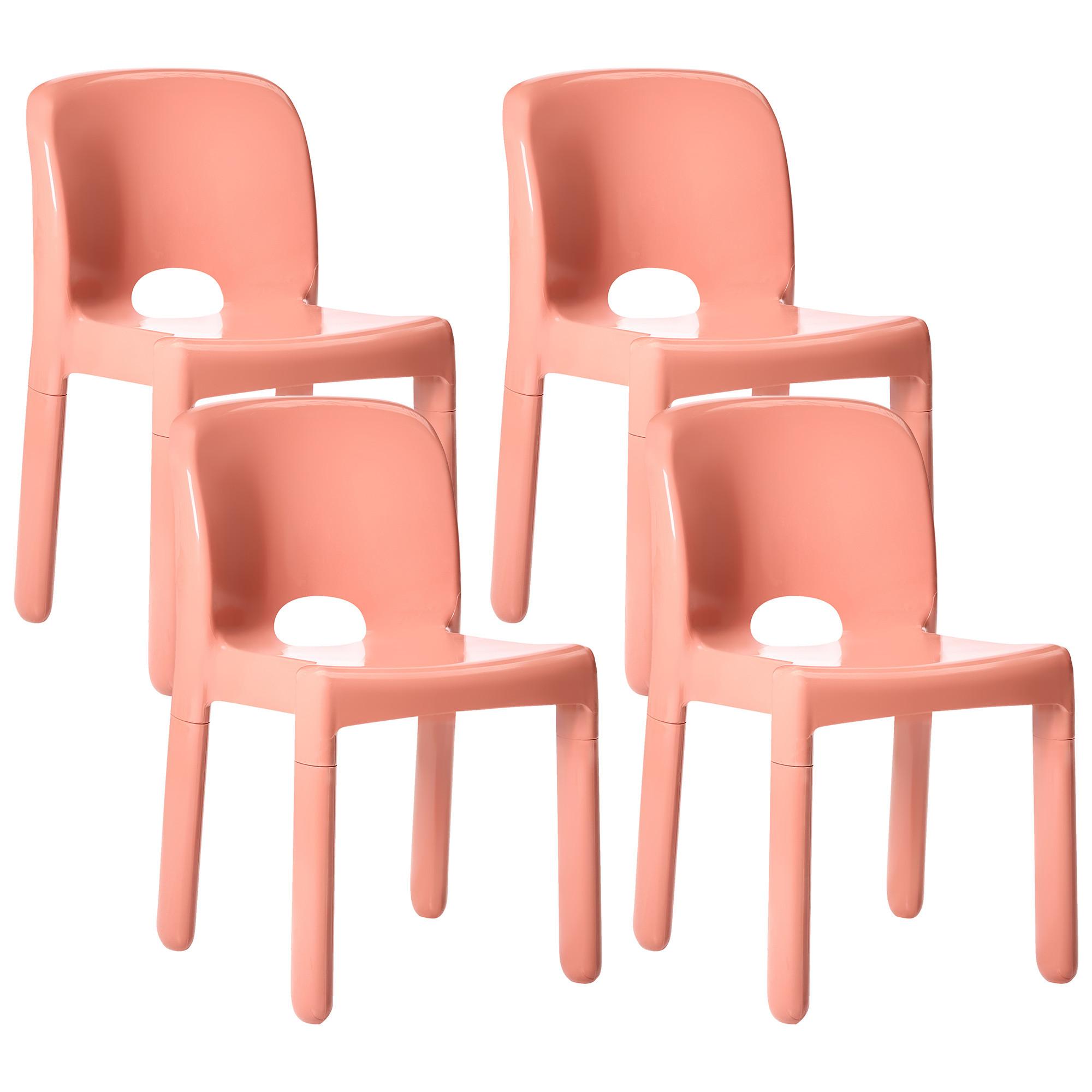 GARTENSTUHL 4er-Set Korallenrot Betim - Rot, Kunststoff (43/76/49cm) - Beliani
