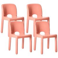 GARTENSTUHL 4er-Set Korallenrot Betim - Rot, Kunststoff (43/76/49cm) - Beliani