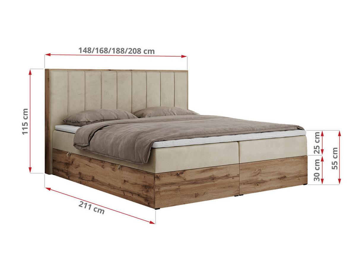 BOXBETT BELLISSIMO 200/200 Beige Velvet - H3 - Beige, Holz/Textil (200/200cm) - MKS