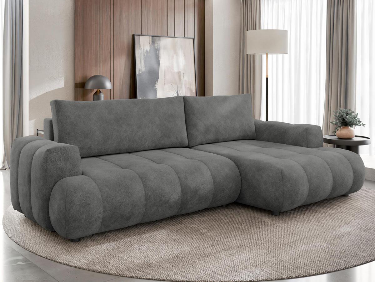 ECKSOFA Haiti, Seite: Rechts 2R+LC - Schwarz/Grau, Holz/Textil (156/276cm) - MIRJAN24