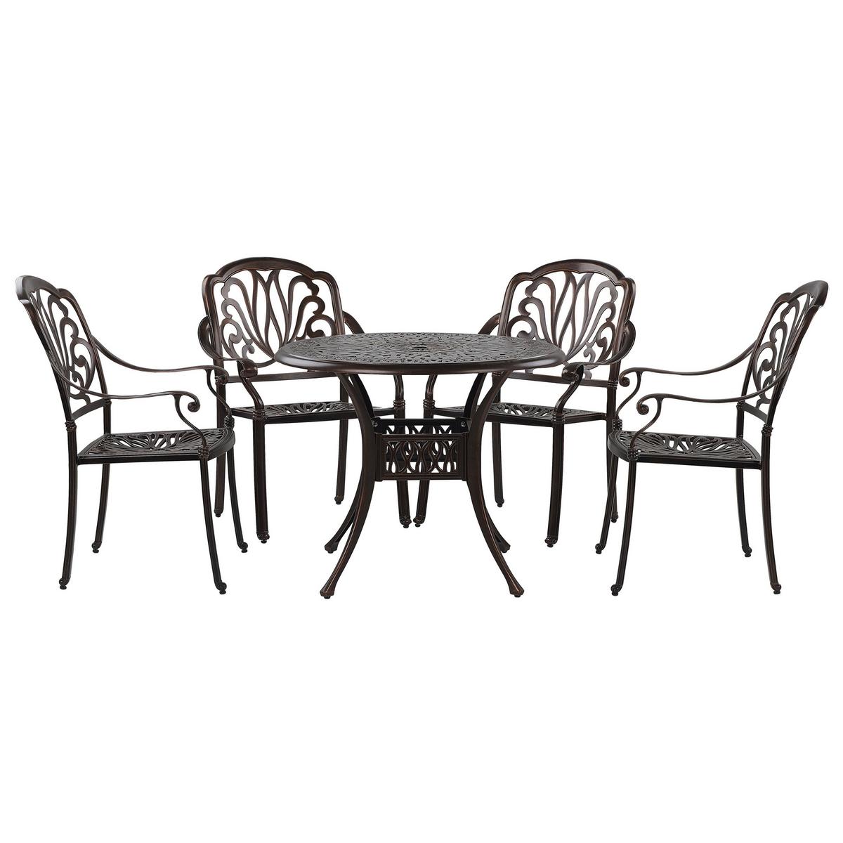 GARTENMÖBEL SET 4-Sitzer Aluminium dunkelbraun Ancona - Beige/Braun, Metall - Beliani