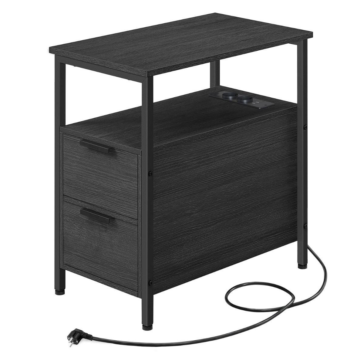 BEISTELLTISCH mit 2 Schubladen - H60 cm - Schwarz, Holzwerkstoff (43/60/60cm) - Calicosy