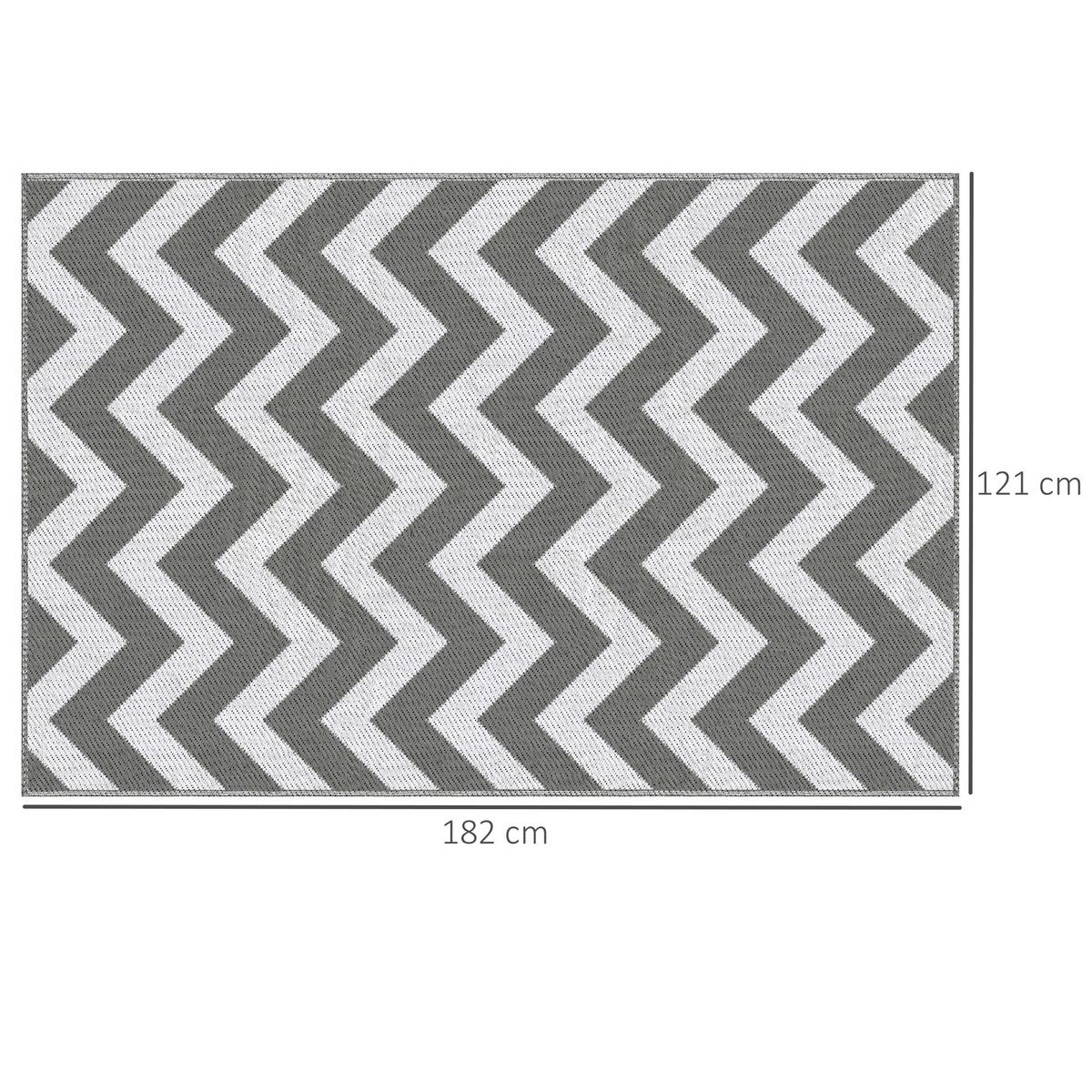 OUTDOORTEPPICH, 310g/m² PP, Hellgrau+Weiß - Hellgrau, Kunststoff (182/121cm) - Outsunny