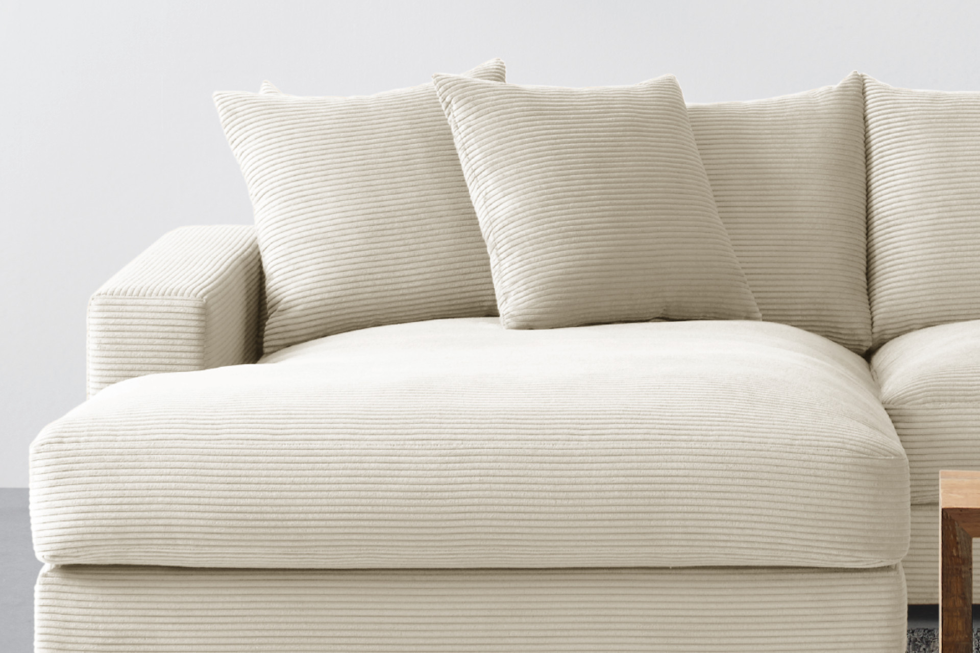 Wohnlandschaft Creme Oberfläche Cord 