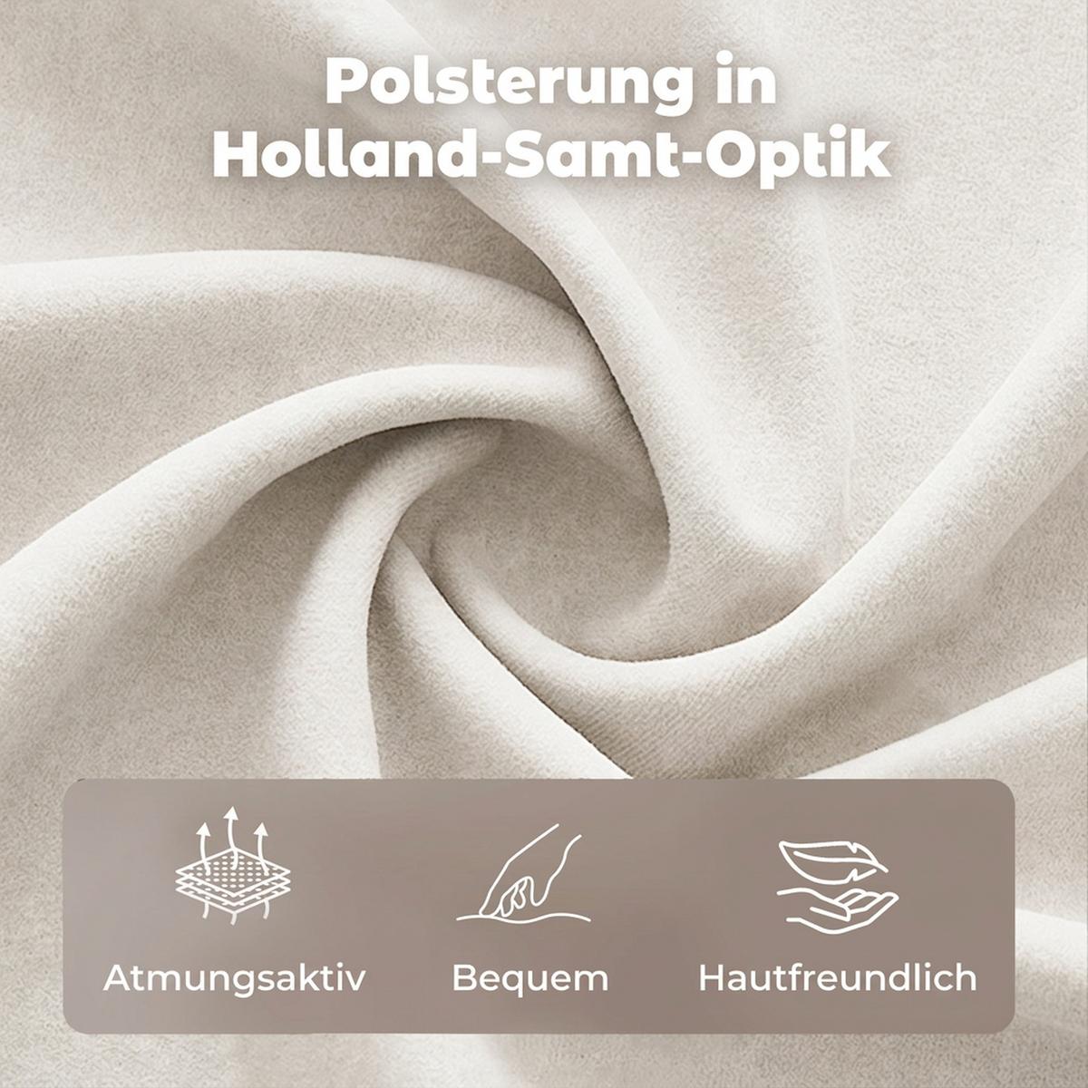 BETTGESTELL Holland-Samt Beige - Beige/Schwarz, Holzwerkstoff/Kunststoff (140/200cm) - HOMCOM
