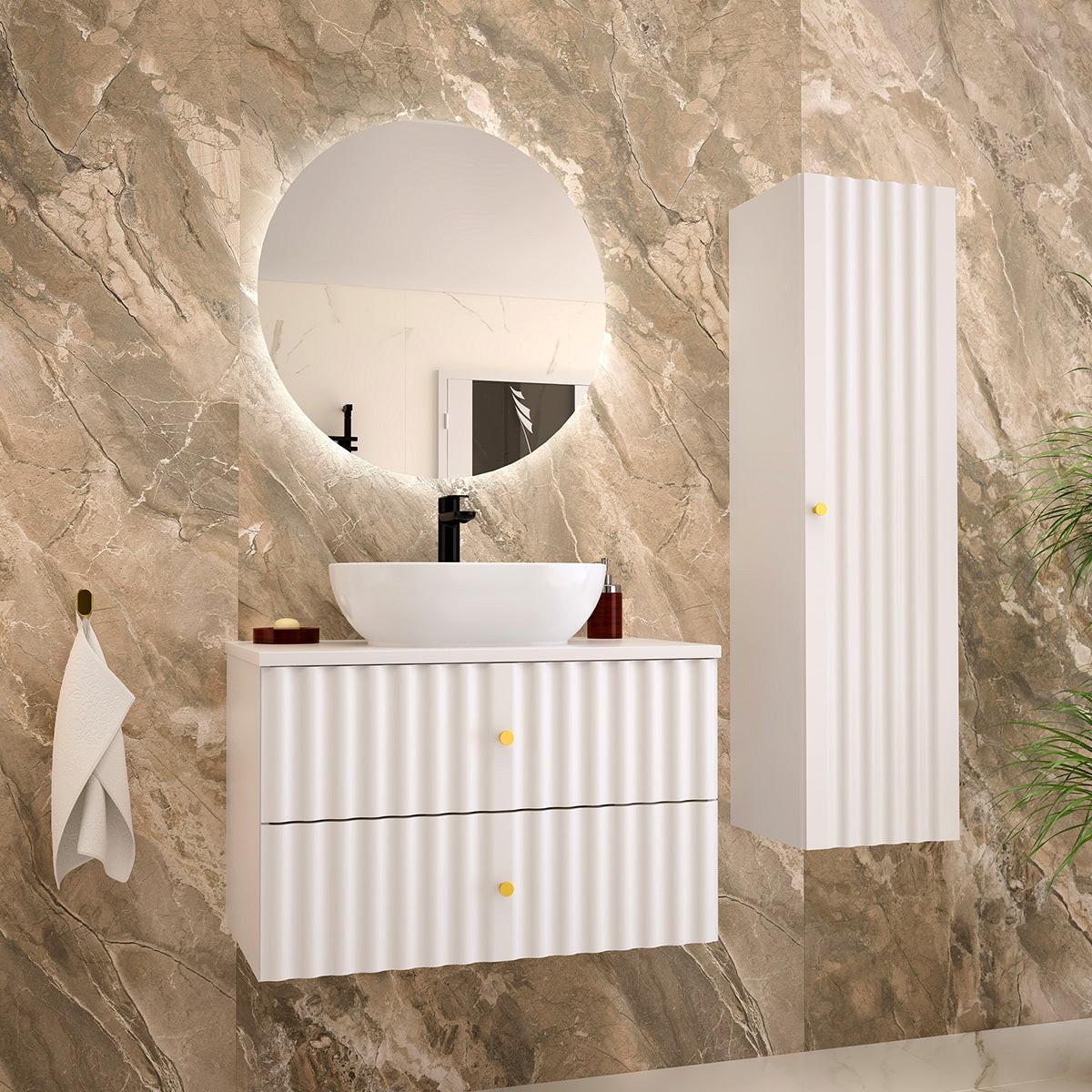 BADMÖBEL 80.6cm Izae 2er-Set Weiß - Weiß, Holzwerkstoff (80.6/52.2/46.5cm) - Petits-meubles