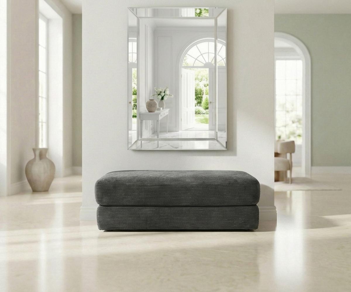 POLSTERHOCKER Federkern B124/T60/H40 cm Cord-Bezug Dunkelgrau / 15255 - Dunkelgrau/Schwarz, Kunststoff/Textil (124/40/60cm) - luma-home