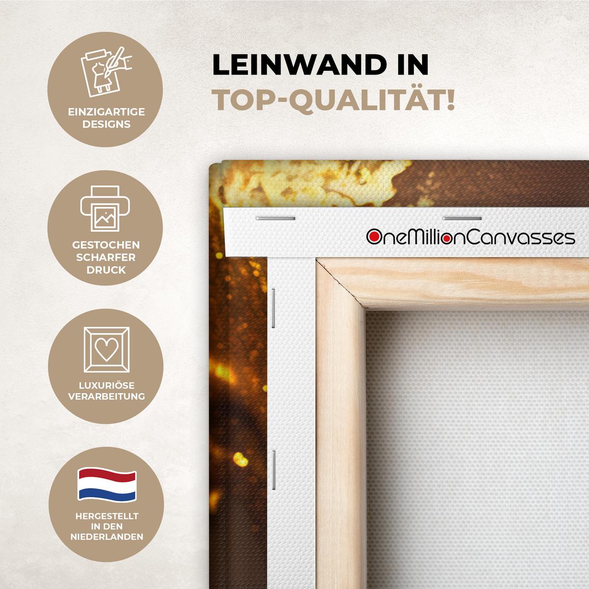 LEINWANDBILD Frau - Gold - Luxus - Porträt Wandbilder 80x60 cm - Goldfarben, Textil (80/60cm) - MuchoWow