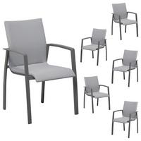 GARTENSTUHL VERANO 6ER-SET - Grau, Textil (57/89/62cm) - IDIMEX
