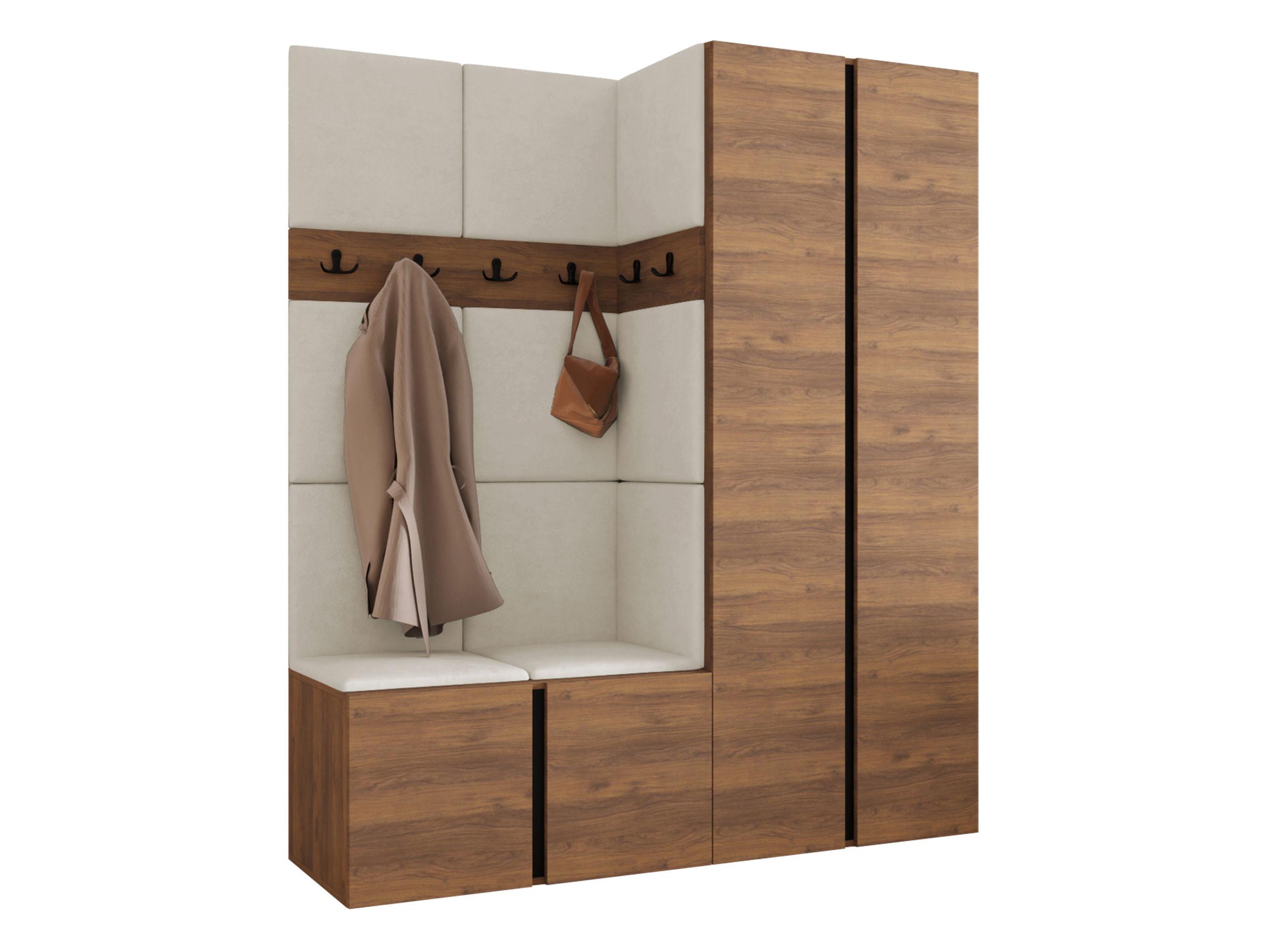 GARDEROBEN-SET Orion III - Beige/Nussbaumfarben, Holzwerkstoff/Kunststoff (158/186/46cm) - MIRJAN24