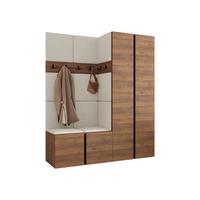 GARDEROBEN-SET Orion III - Beige/Nussbaumfarben, Holzwerkstoff/Kunststoff (158/186/46cm) - MIRJAN24