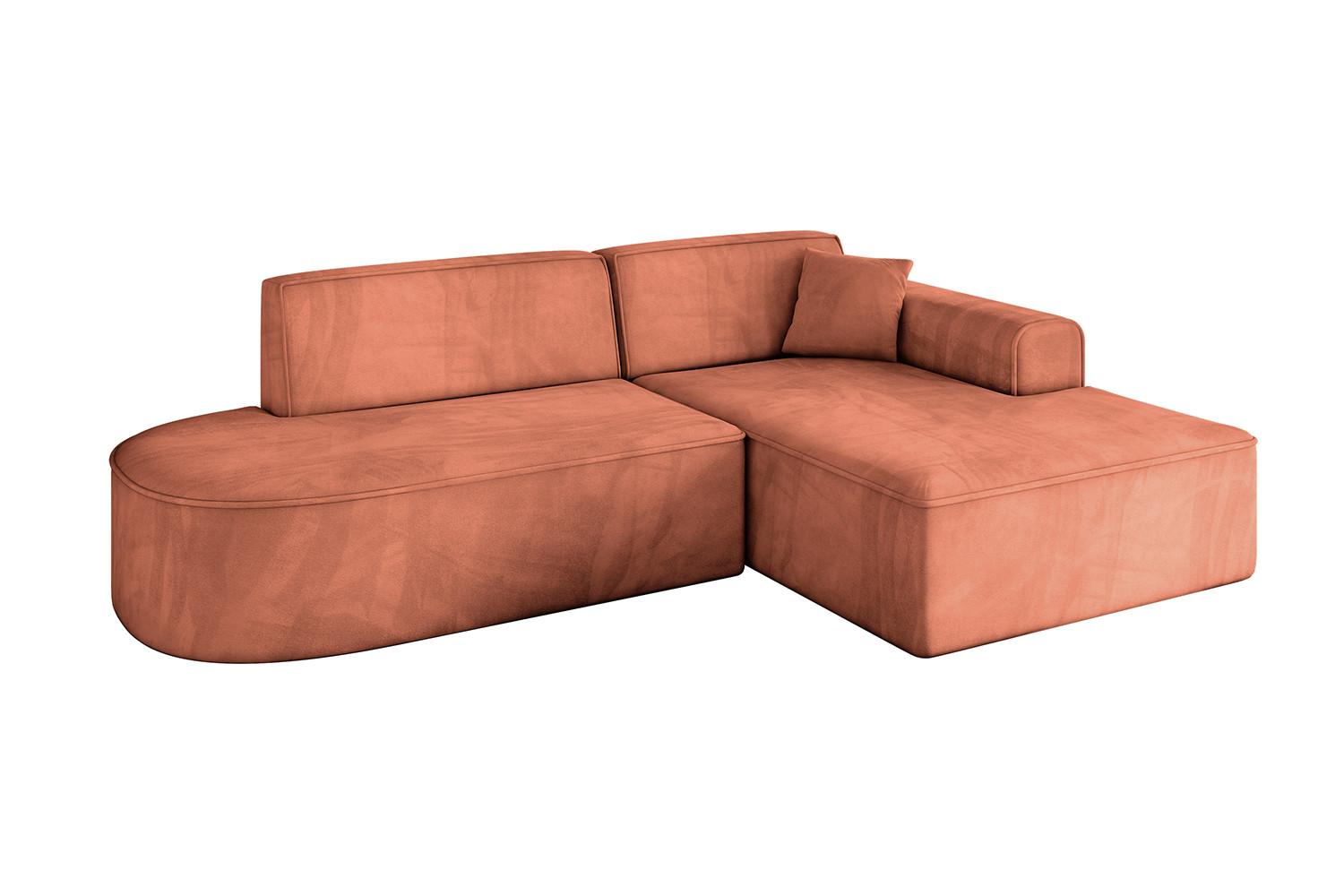 ECKSOFA Ottomane Rechts IREA-L1-v3 - 232x165x77 cm Apricot - Koralle, Holzwerkstoff/Textil (232/165cm) - ALTDECOR
