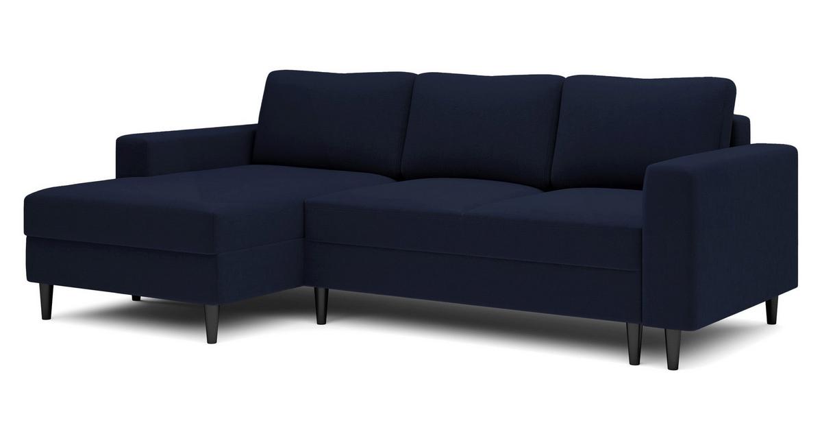 ECKSOFA Nalika Dunkelblau Velours - Schwarz/Dunkelblau, Holz/Textil (230/143cm) - Selsey