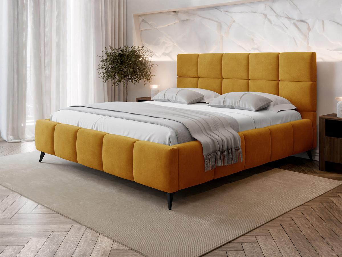 POLSTERBETT Amber - Gelb/Schwarz, Holzwerkstoff/Textil (180/200cm) - MIRJAN24