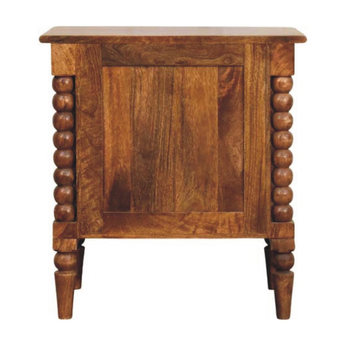 NACHTKASTEN Amber Eiche, 2 Schubladen und Spindelbeine, Hellbraun - Hellbraun/Messingfarben, Holz/Metall (55/60/40cm) - Artisan Furniture