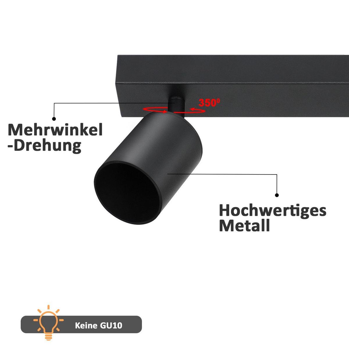 DECKENSTRAHLER Ansbach 3-flammig 42/5/14.4 cm - Schwarz, Metall (42/5/14.4cm) - Nettlife