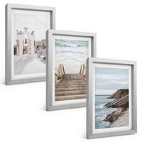 BILDER SET 3er Set - 20x30 cm Silberner Rahmen - Meeresarchitektur Santorin - Silberfarben, Kunststoff (20/30cm) - TULUP