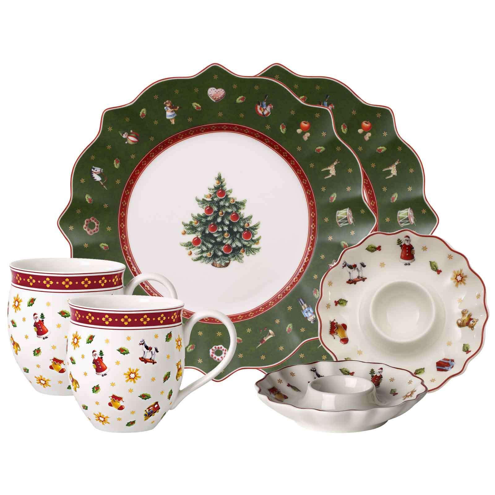 FRÜHSTÜCKS-SET Toy's Delight grün-weiß 6-tlg. - Weiß/Grün, Keramik (2/2/2cm) - Villeroy & Boch