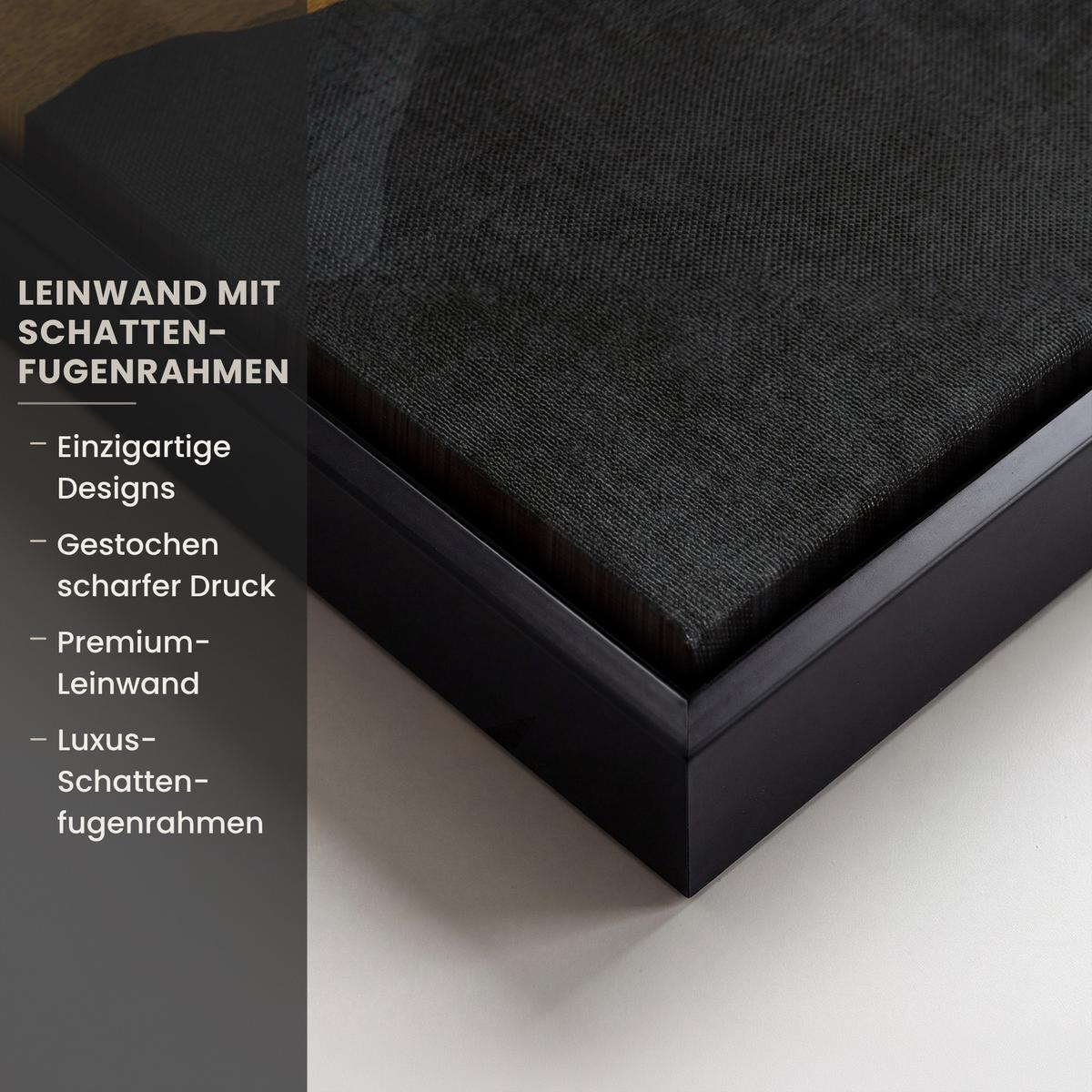 LEINWAND Bilder mit Rahmen - Goldene Berge bei Mondschein - 60x40 - Goldfarben, Textil (60/40cm) - MuchoWow