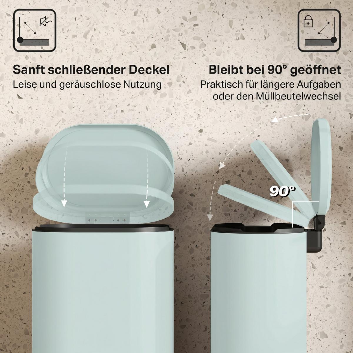 MÜLLEIMER Metall Kunststoff Grün - Grün, Metall (31/61/36.5cm) - HOMCOM