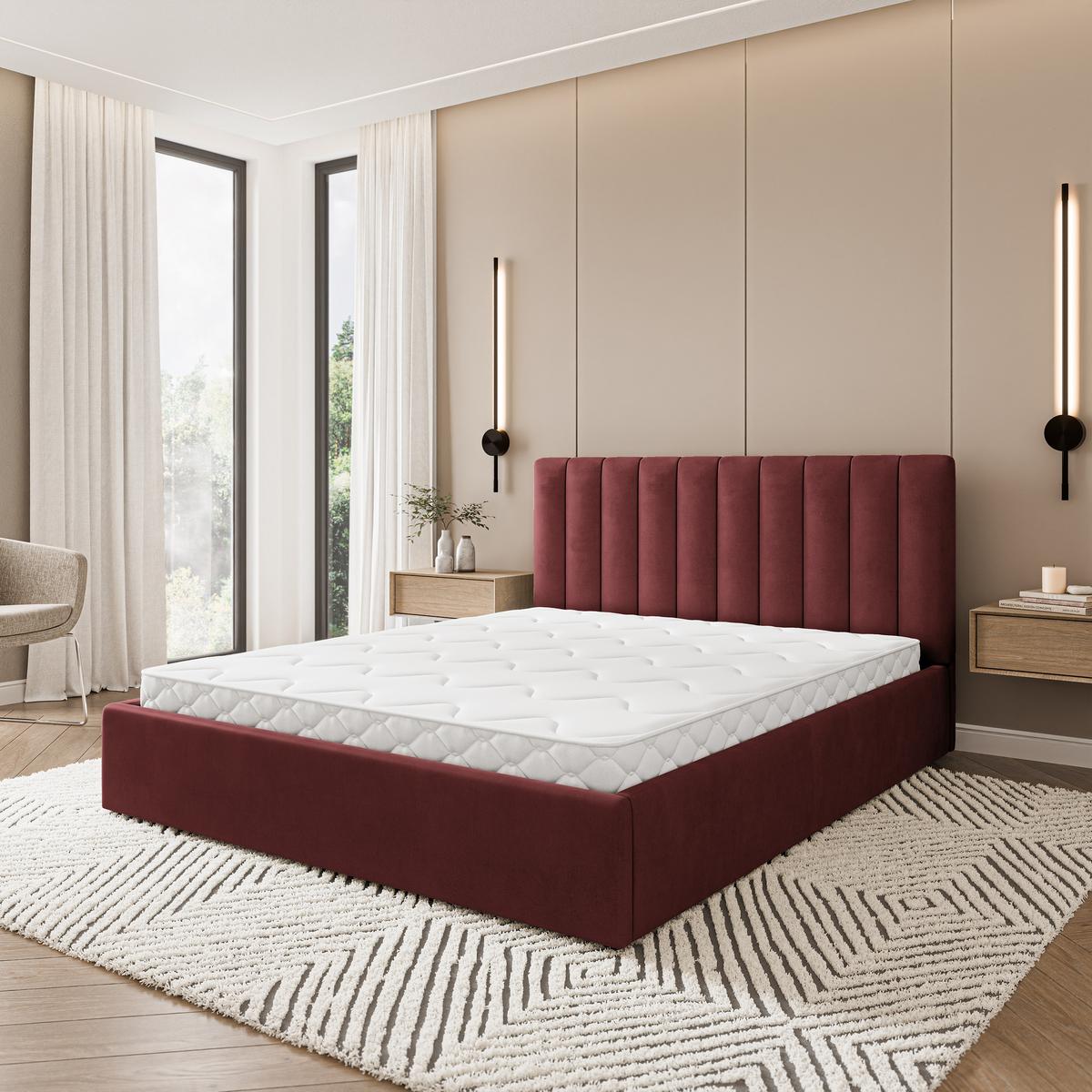 POLSTERBETT DEMERA MGV 180x200 cm mit Bettkästen - Rot - Rot, Holz (180/200cm) - MASSENO