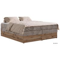 BOXSPRINGBETT WOOD ZERO KING 180/200 - Hellbraun Cord - Topper T25 - H3 - Hellbraun/Schwarz, Kunststoff/Textil (180/200cm) - MKS