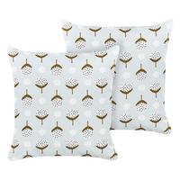GARTENKISSEN 2er-Set geometrisches Muster hellgrün 45/45 cm Cuneo - Hellgrau, Textil (45/45cm) - Beliani