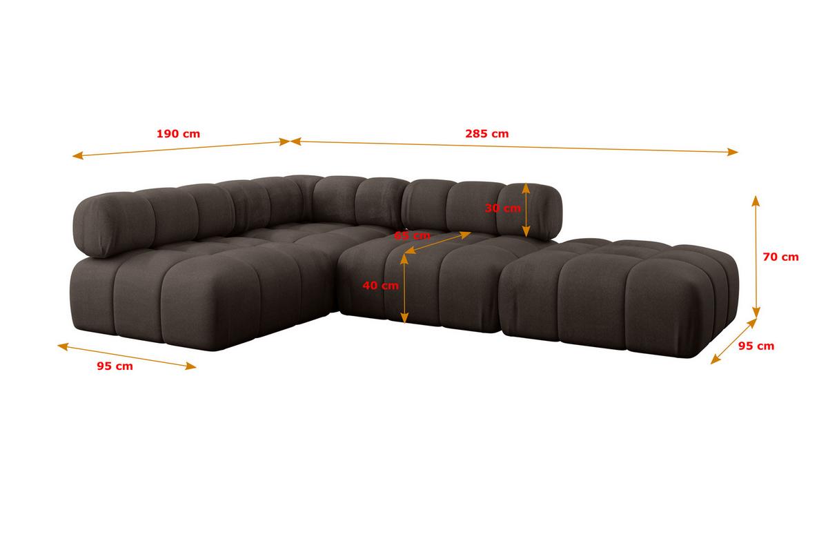 ECKSOFA modulares Sofa Favio-L1 - 285x190x70 cm Braun Velours - Braun, Holzwerkstoff/Textil (285/190cm) - ALTDECOR