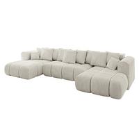 WOHNLANDSCHAFT CLOUD-U-v1 405x185x90 Creme Cord - Hellgrau/Creme, Holzwerkstoff/Kunststoff (405/90/185cm) - ALTDECOR