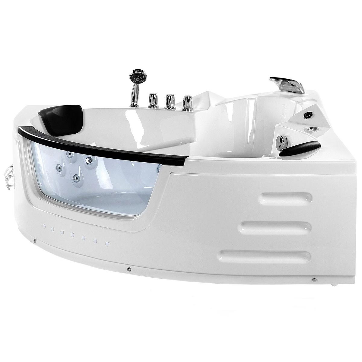 WHIRLPOOL-BADEWANNE mit LED 155x214x60 cm weiß Martinica - Weiß, Kunststoff (155/60/214cm) - Beliani